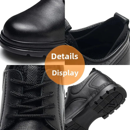 Fashion 2026 Genuine Leather Waterproof Men Safety Shoes Boots Work Sneakers Indestructible Steel Toe Nail Proof Male Footwear