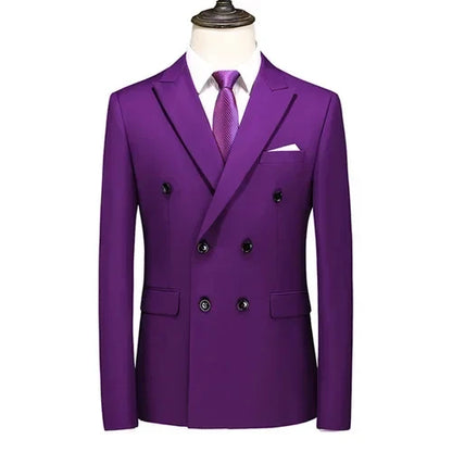 2025 Brand Fashion Men Double Breasted Tuxedo Business Suit/Male Slim Fit  Korean Casual Clothing/Men's Casual Jacket Blazers
