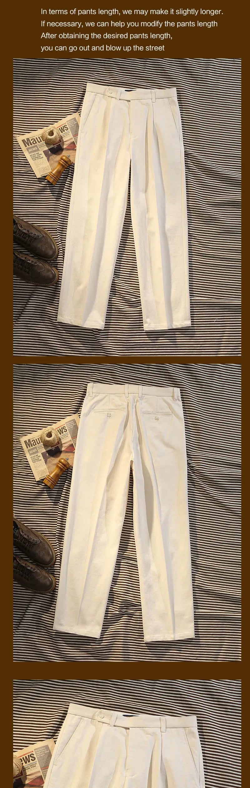 American Retro Lvy Ivy Loose Wide Leg Pants Men's Cotton Straight Leg Casual Pants 9-Inch Pants Can Be Customized