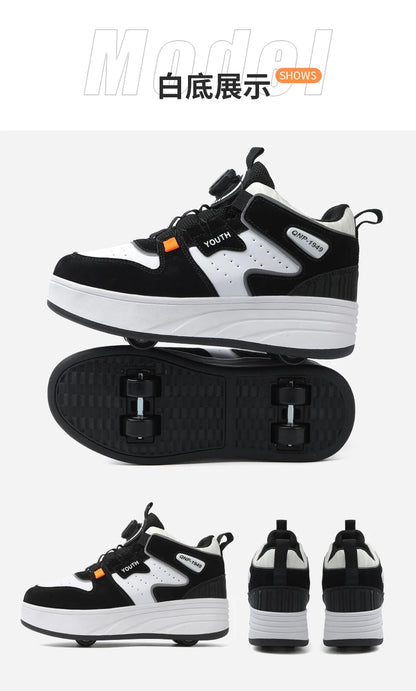Students Children's Shoes Four Wheel Light Shoes Boys Invisible Roller Shoes Large Size Outdoor Sports Walking Shoes Women