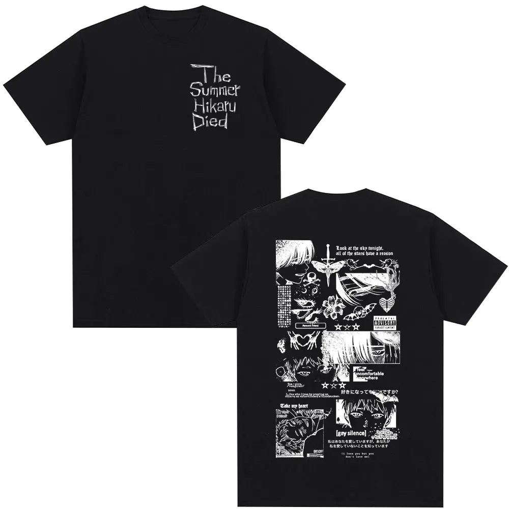 Anime The Summer Hikaru Died Hikaru Yoshiki Manga Short Sleeve T-shirts Men Women Fashion Cotton Casual Oversized T Shirt Couple