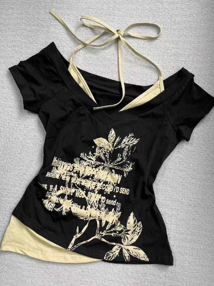 2026 Summer Y2k Vintage Graphic T Shirts Women Grunge Streetwear Hot Girl Slim Fit Tee Harajuku Fashion Casual Sweet Tops Chic