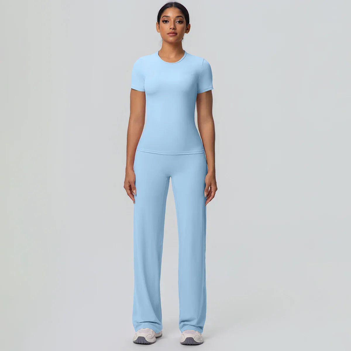 Fitness Sports Workout Yoga Set for Women Naked Feel Slim Casual Workout Top T-Shirt Quick Drying Push Up Running Pants Yoga Set