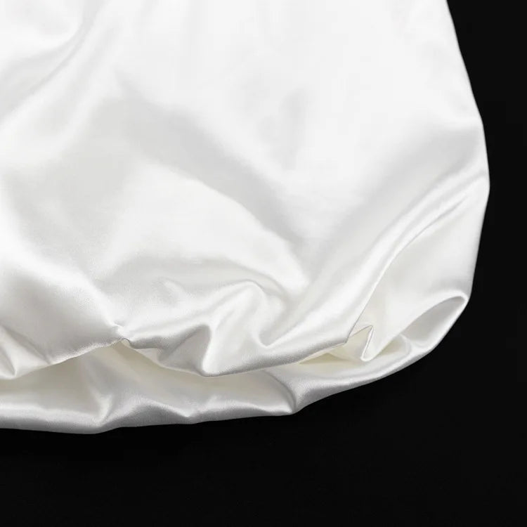 Elegant Female Casual Satin Mini Skirt Women Korean Fashion High Waist A-line Vintage White Balloon Skirt