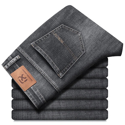 New Spring Summer Plus Size 40 42 44 Men Straight Loose Jeans Business Fashion Denim Stretch Pants Male Brand Trousers