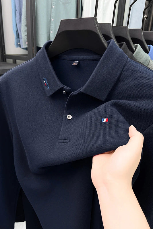 High end embroidery craft polo shirt long sleeved brand autumn Men's Wear comfortable breathable cotton casual business T-shirt