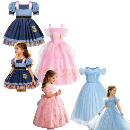 Kids Cinderella Dress Up Clothes Baby Girl Halloween Aurora Princess Dresses Child Birthday Party Little Rabbit Cosplay Costumes