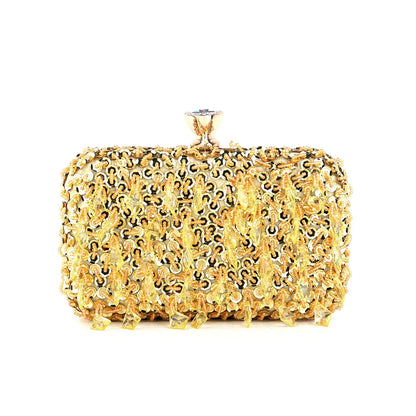 Glitter Party Dinner Evening Bags Purple Color Tassel Acrylic Clutch Bags Flap Fashion Metal Chain Diamonds Handbags Beading