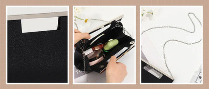 Luxury Designer Black Sparkle Handbag Elegant Women Crystal Shiny Evening Bag Dinner Party Bling Clutch Purse Shoulder Bag 2023