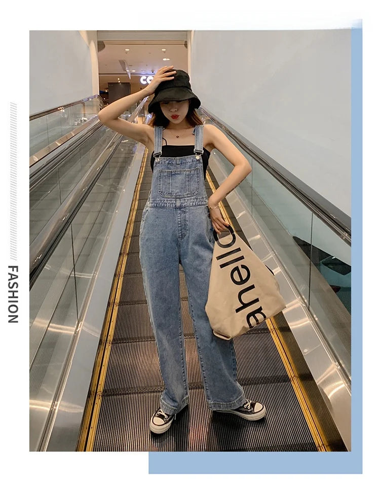 High Waist Wide Leg Denim Overalls Women's Loose Fitting Slimming Summer New Sle Gold nce Faionable Jeans