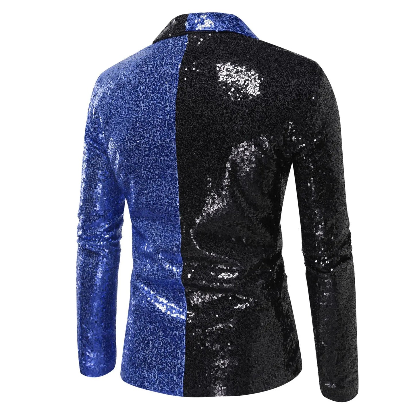 2026 Men's Suit Jacket, Shiny Sequin Stage Performance Coat, White Silver Blue Red Purple Blazers V-neck Single Button S-XXL