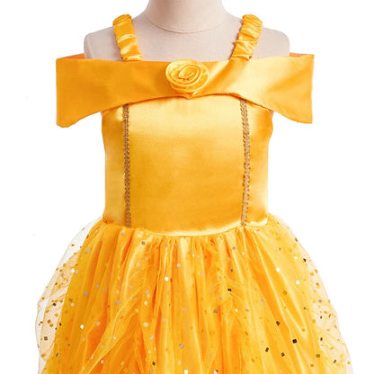 2026 Kid Elsa Anna Costume Girl Birthday Floral Dress Children Snow Queen Performance Fantasy Princess Evening Halloween Costume