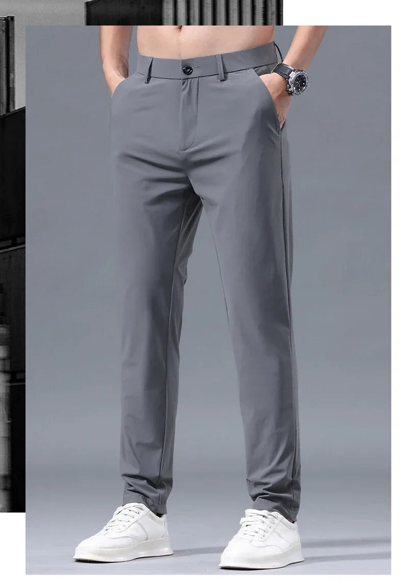 Summer New Stretch Soft Suit Pants Men Thin Fashion Business Elastic Waist Korean Slim Brand Clothes Casual Formal Trousers Male