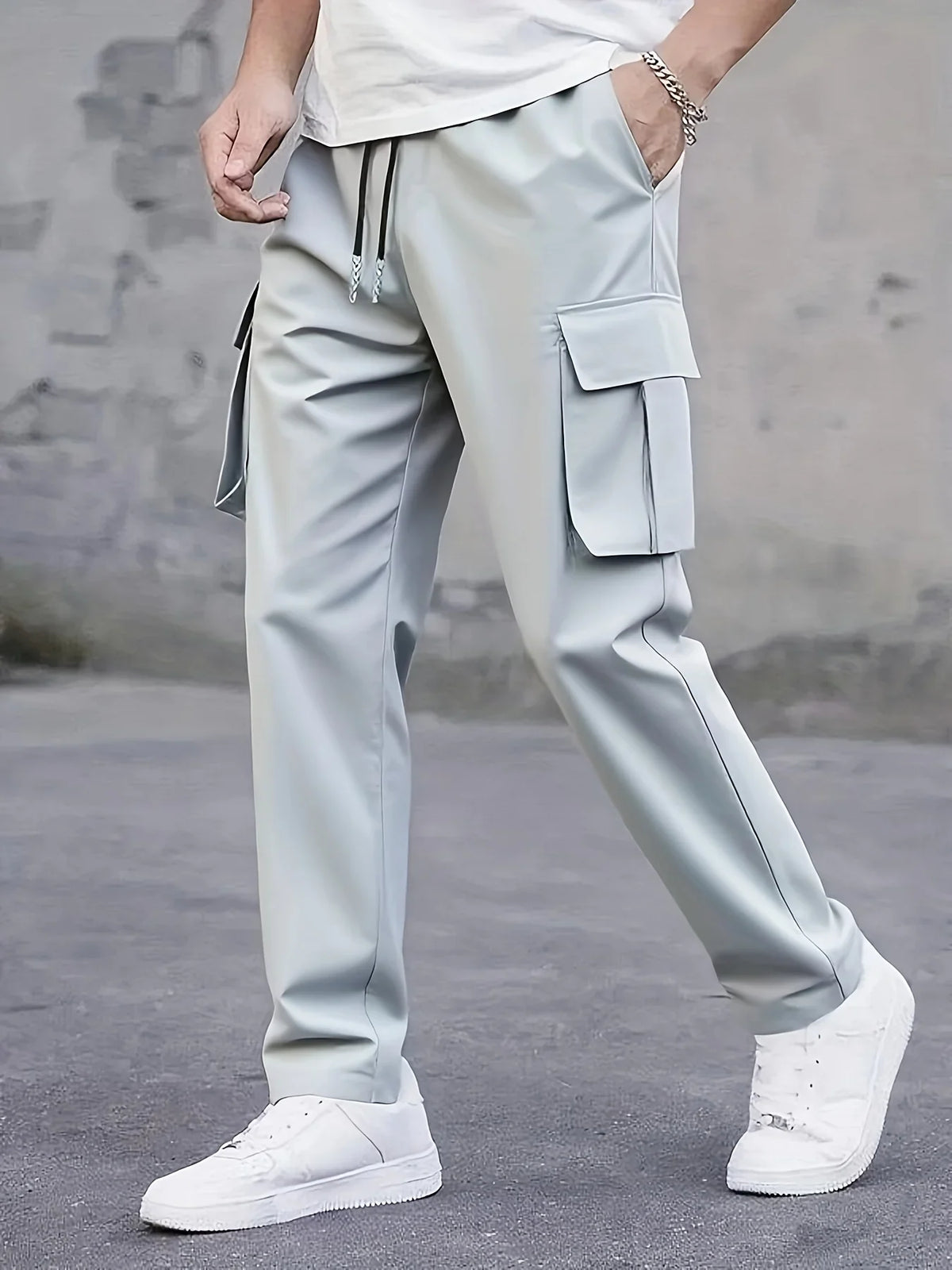 2026 Amazon Summer New Men's Work Pants European and American Independent Station Drawstring Multi Pocket Casual Pants