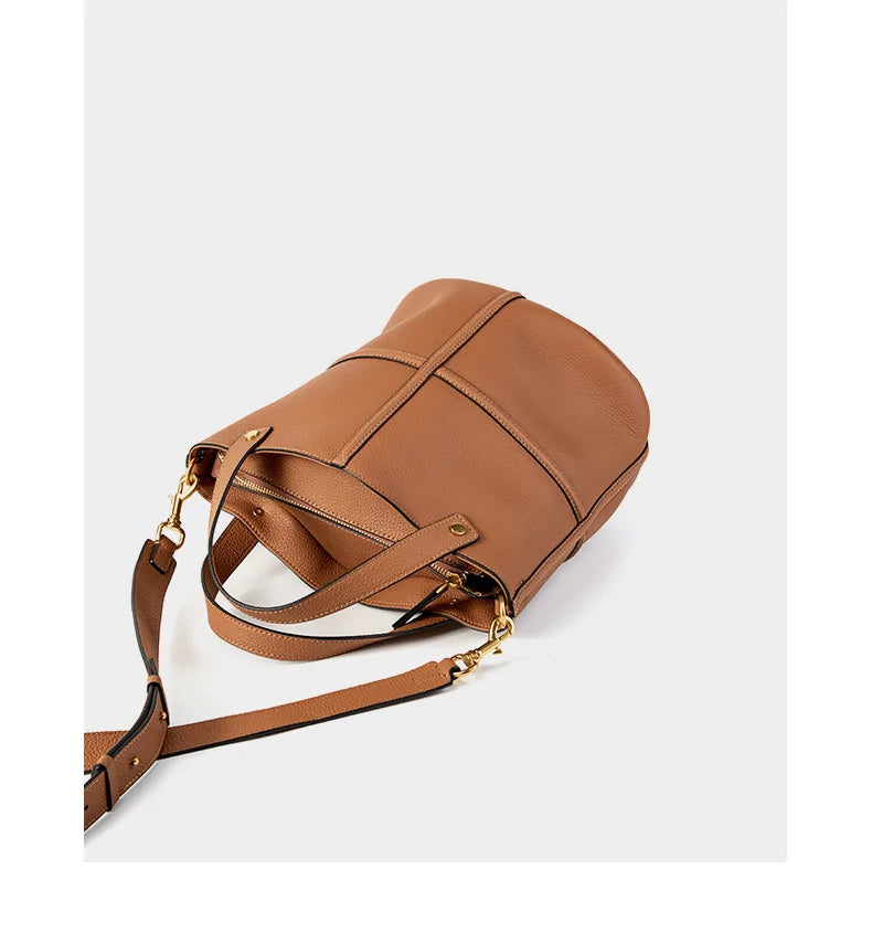 Women Bucket shoulder bag brand design Cowhide ladies handbags and purses genuine leather Tote Bags female messenger Bag Bolsas