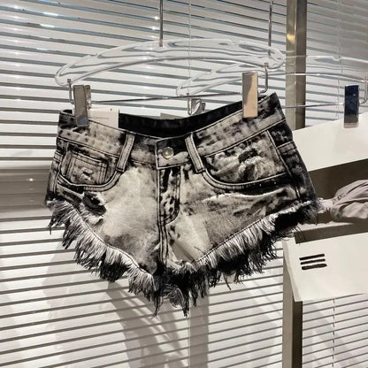 Denim Shorts Women High Street Hotsweet Casual Low Waist Raw Edges Holes A-line Korean Style Y2k Spicy Girls Summer Shorts