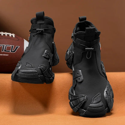Men's Outdoor Short Boot Thick Soled High Top Casual Shoes Fashionable Trendy Shoes Male Sports Shoe Autumn Bare Boots 2024 New