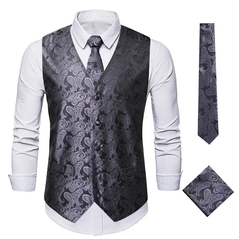 Red Men's Single Breasted V-Neck Sleeveless Vest Jacket, Wedding Party Vests, White Black Blue Green Waistcoat With tie and