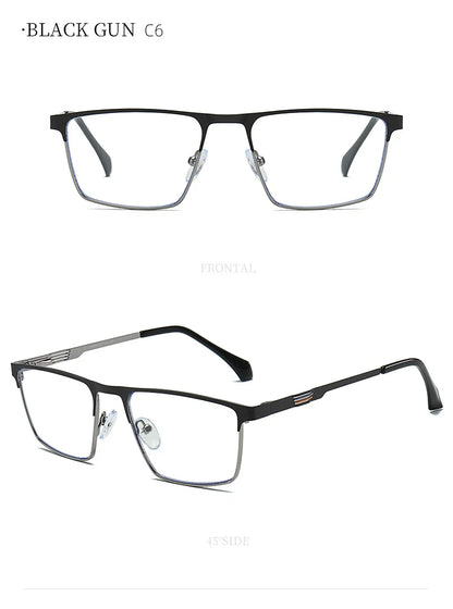 New Metal Eyeglasses Square Frame Business Casual Anti-blue Light Reading Glasses Men's Prescription Customized 6915
