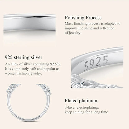 Moissanite Ring Lace Band 925 Sterling Silver Half Eternity Stackable Ring D Color for Women Engagement Retro Gift
