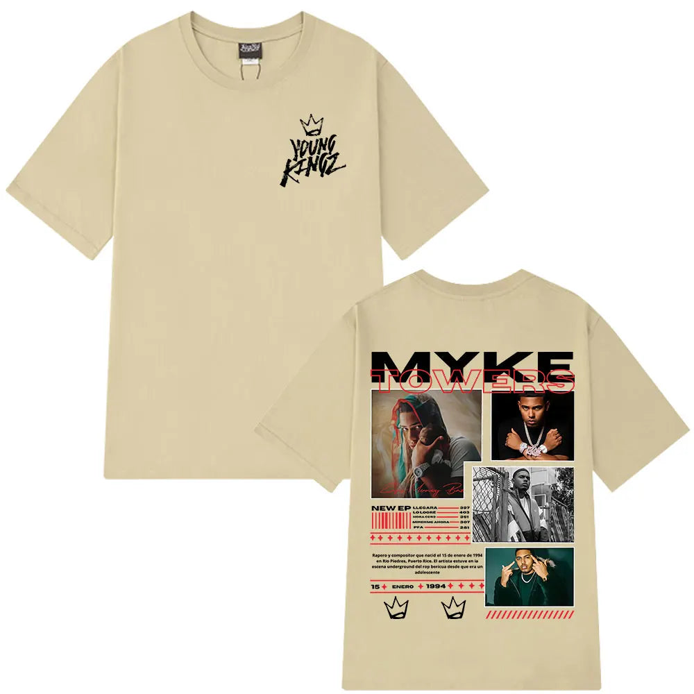 Rapper Myke Towers Graphic T-shirts Men Women Fashion Hip Hop Oversized T Shirt Comfort Cotton Short Sleeve T-shirt Streetwear