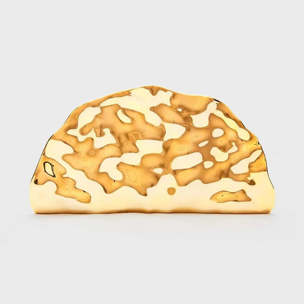 Creative Half Moon Shape Gold Purse For Women Silver Acrylic Bag Exquisite Brand Hand-held Evening Bag Shoulder Messenger Bag