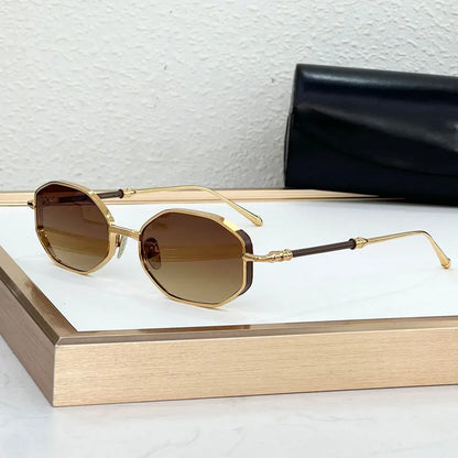 Ins Designer Alloy Sunglasses Square Germany Crafted Brand Luxury Design High Quality UV400 Classical Retro Eyeglasses with Case