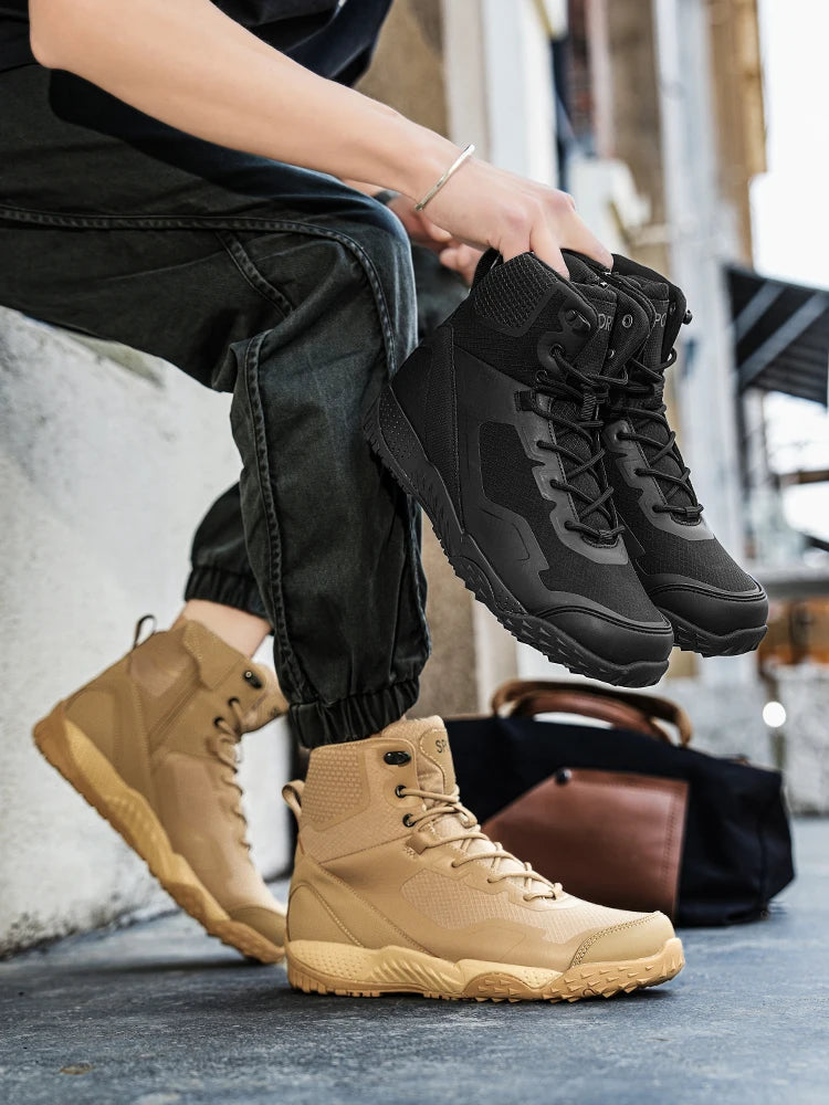 New Men Tactical Boots Waterproof Outdoor Casual Ankle Man Boot Desert Military Climbing Hunting Work Safety Hiking Male Shoes