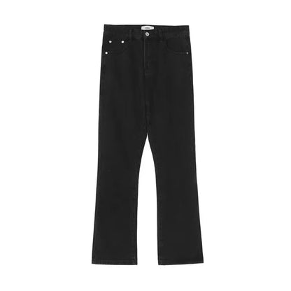 Man Solid Color Loose Fit Jeans Unisex 2025 Spring Summer New Pants American Casual Fashion Slimming Micro Flared Trousers Style