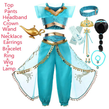 2026 Venice Carnival Rio Canaval Costume Play Jasmine Princess Dress up Girls Birthday Party Fancy Aladdin Role Playing Apparel