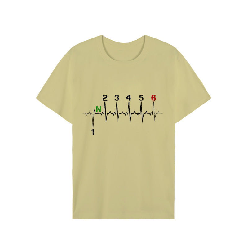 Men Brand T-shirts Motorcycle Gear Shift 1n23456 Heartbeat Ekg Pulse Print T Shirt Men Teeshirt Tshirt Short Sleeve T Shirts Men