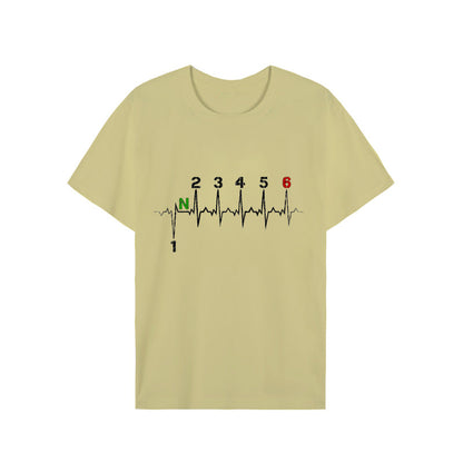 Men Brand T-shirts Motorcycle Gear Shift 1n23456 Heartbeat Ekg Pulse Print T Shirt Men Teeshirt Tshirt Short Sleeve T Shirts Men