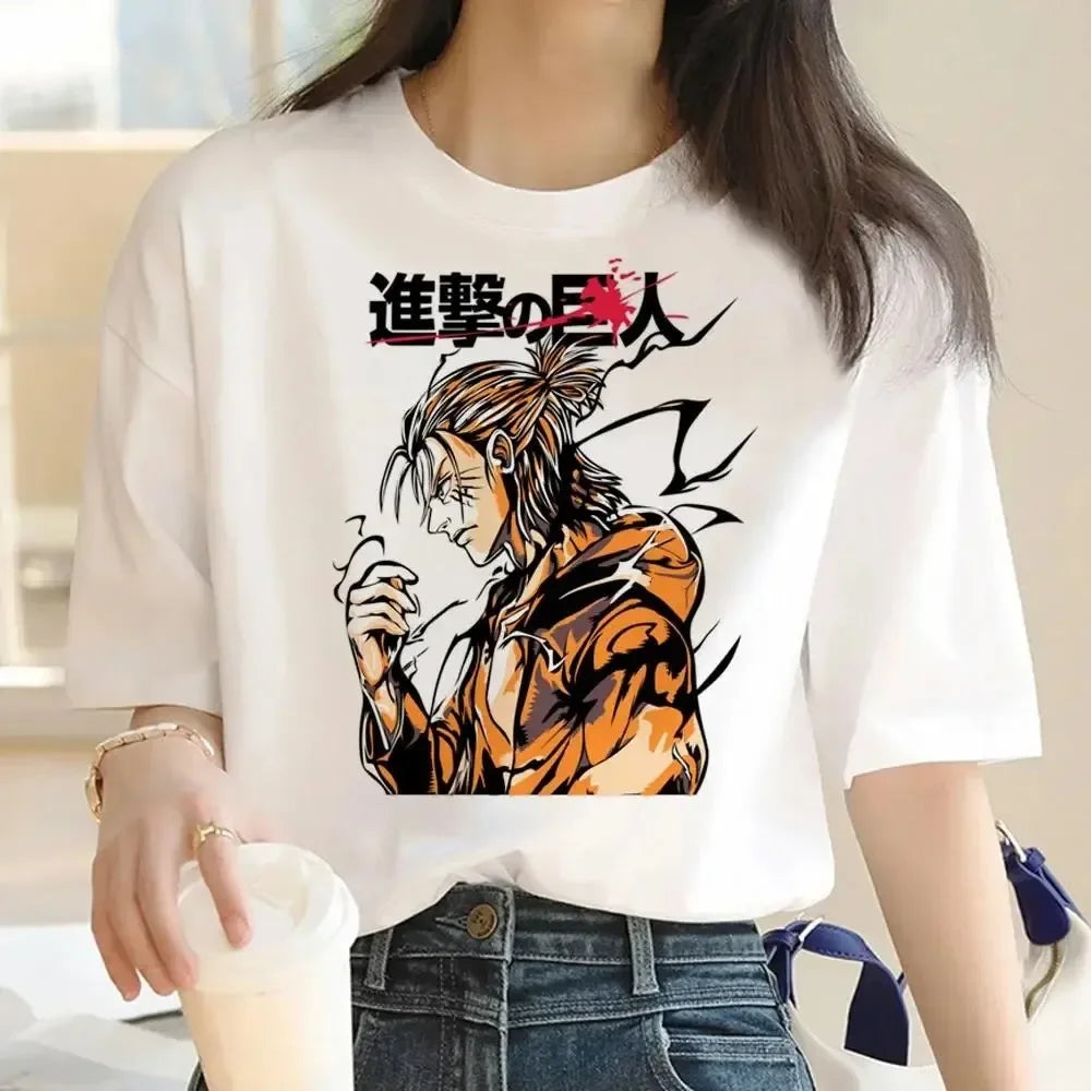 2024 New Anime Attack Titan Graphic Printing Harajuku T-Shirt Casual Fashion Short Sleeve Plus Size T-Shirt Ladies Short Sleeve