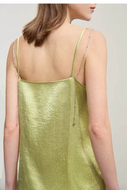 Casual Cami For Women 2026 Summer New Chain Sleeveless Top Basic Straight Women's Acetate Spaghetti Strap Tank 12641045