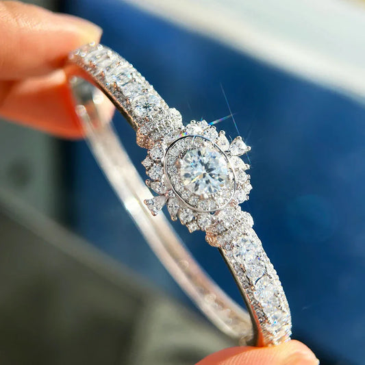 Bracelets ouverts de luxe en moissanite, argent sterling 925, diamants de laboratoire certifiés GRA, pour femmes, cadeaux de bijoux fins de fête