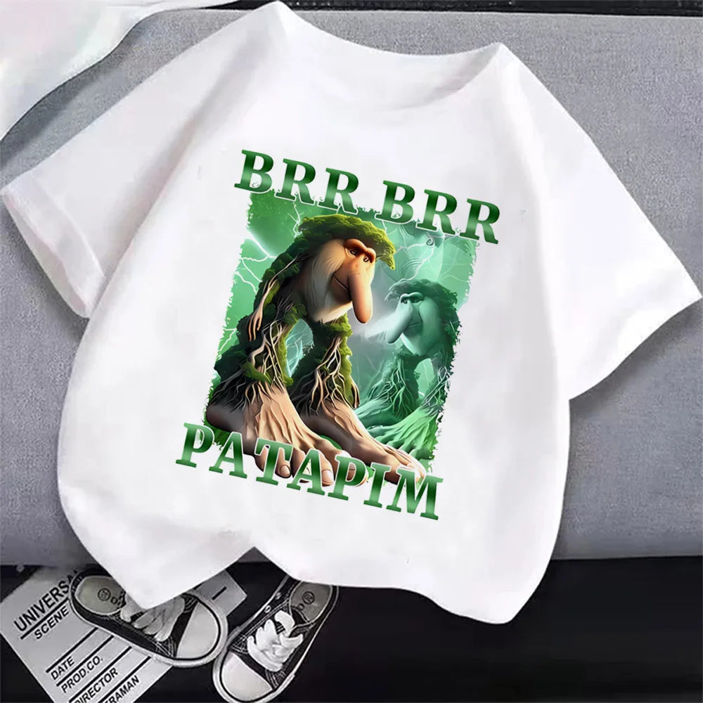 Italian Brainrot T-Shirt Kids Cartoon Anime Print Clothes Round Neck Basic Boys Tops Absorbent Casual Shirts Gift