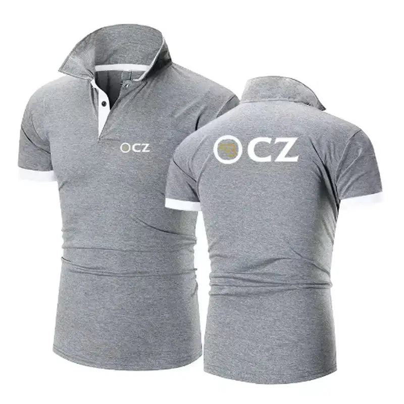 CZ Ceska Zbrojovka 2025 Men's New Summer Hot Sale Fashion Cotton Breathable Polos Shirt Casual Solid Color Slim Fit Top Clothing