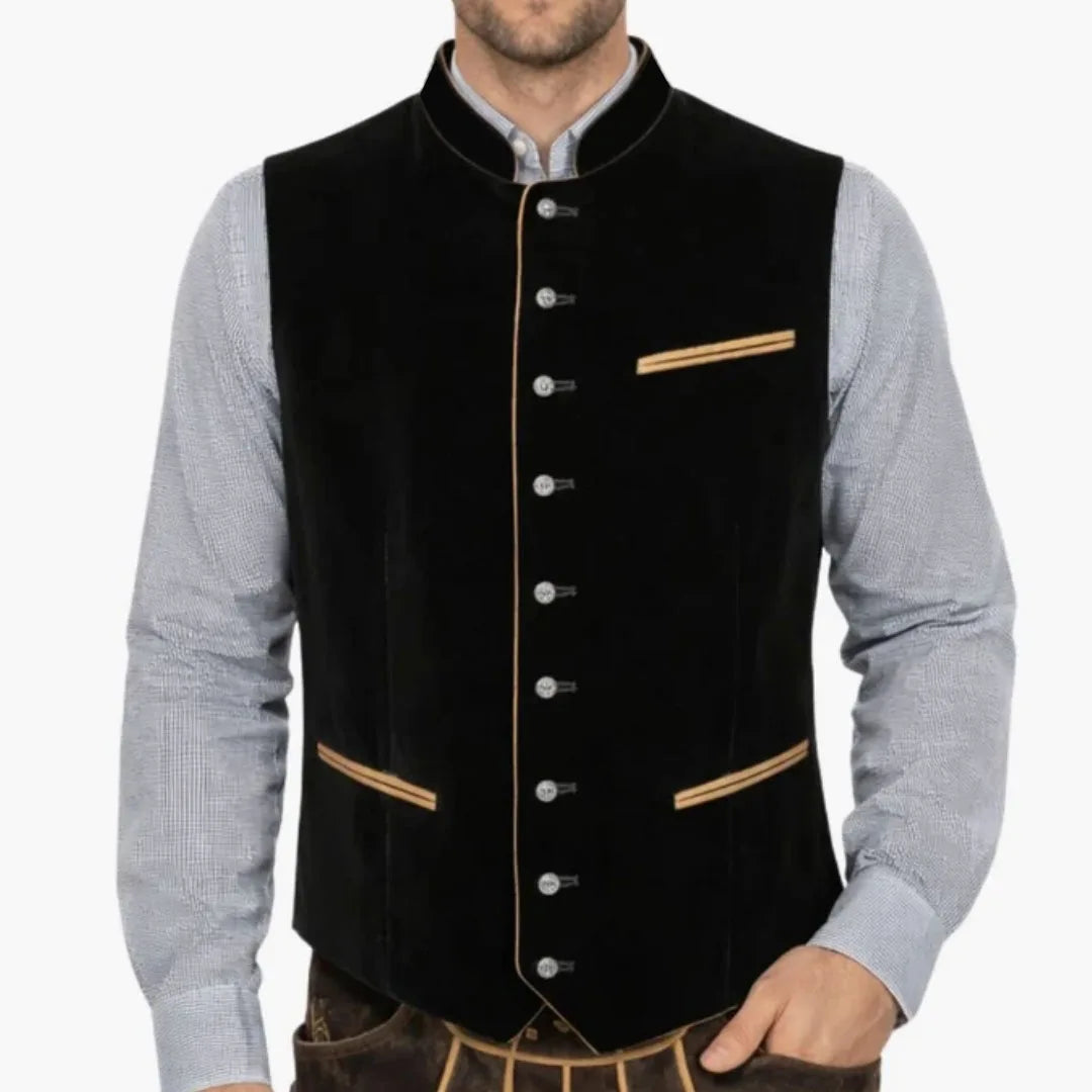 Men Vest Black Suede Velvet High Neck Single Breasted Waistcoat For Wedding Banquet Business Work Casual Daily Men Suit Vest