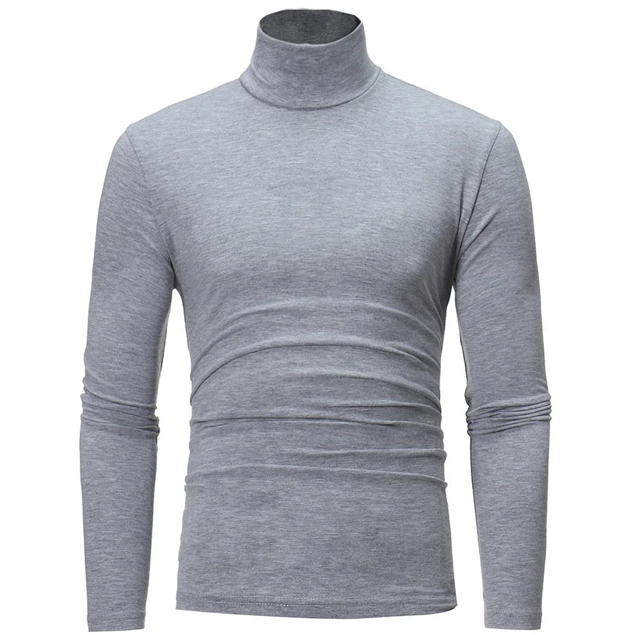 2pcs Men Thin Warm Tops Men's Autumn Long-sleeved Thermal Underwer Male High Collar Fashion T-shirt