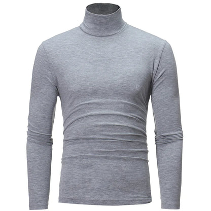 2pcs Men Thin Warm Tops Men's Autumn Long-sleeved Thermal Underwer Male High Collar Fashion T-shirt