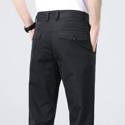 100% Cotton Straight Casual Pants Men's New Cargo Pocket Fashion Brand Comfortable High Quality Business Male Pants