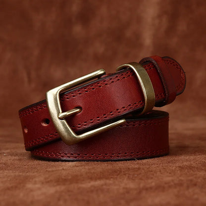 2.8CM Ladies Pure Cowhide High Quality Genuine Leather Belts for Women Needle Buckle Jeans Cowboy Waist Belt Luxury Designer