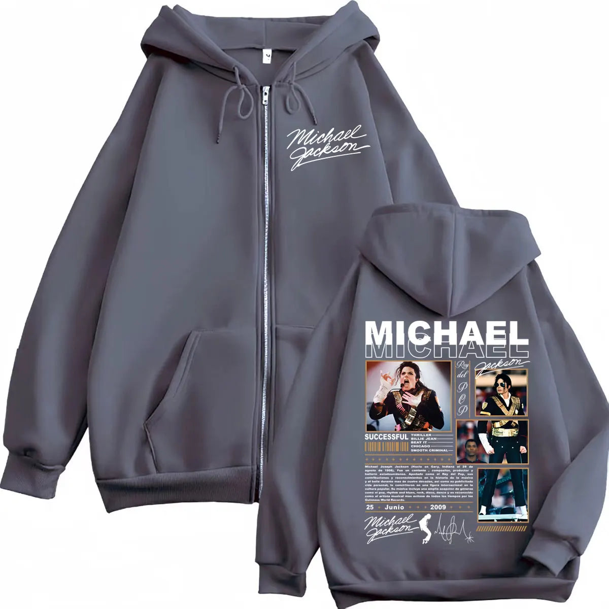 Limited Michael Jackson Classic Merch Zipper Hoodie Vintage Fashion Rock Zip Up Sweatshirts Men Women Casual Oversized Pullovers