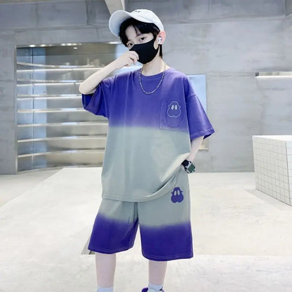 Gradient Sportswear Set 2025 New Children's Clothing Clothes for Cotton Boys Kids Sweatshirt Tracksuit Boy 8 10 Year Old Top