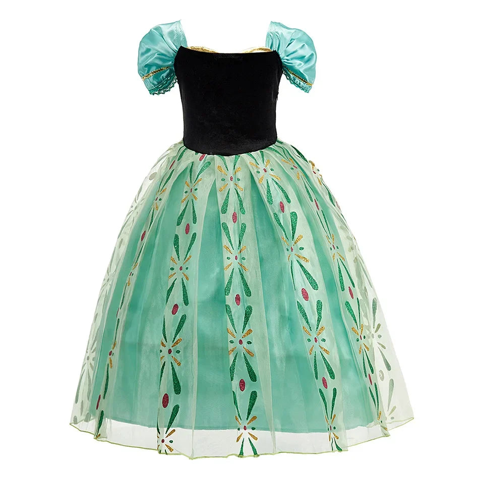 Girls Princess Dress Kids Disney Elsa Anna Snow White Aurora Sofia Rapunzel Cinderella Halloween Costume Children Birthday Party