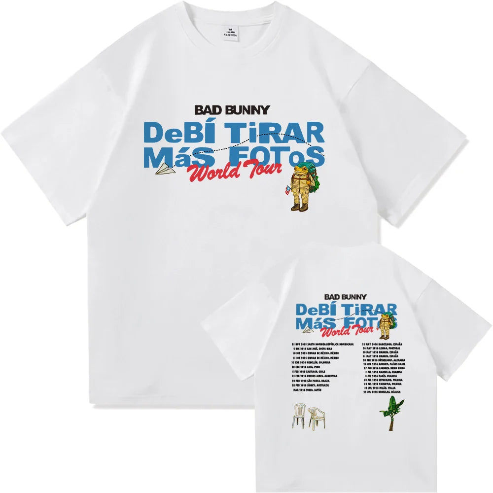 Bad Bunny DTMF World Tour 2025-2026 TShirt Men/women Clothing Vintage Harajuku High Quality Clothes Cotton TShirts for Fans Gift