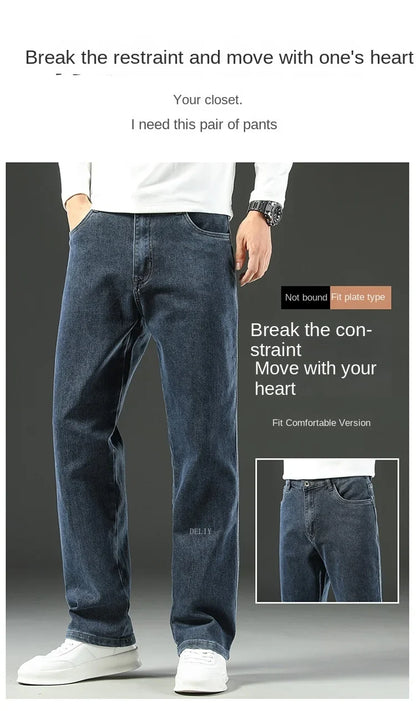 2026 New Y2K  Autumn and Winter Baggy  Jeans Men's  Loose Straight Wide-leg Business Trousers Mens Clothing
