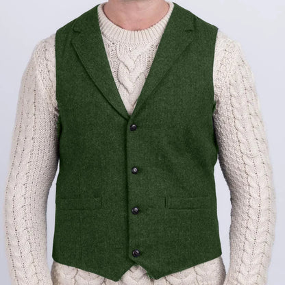 Men Vest Navy Blue Herringbone With Lapel Single Button Waistcoat For Wedding Party Business Office Work Daily Men Suit Vest