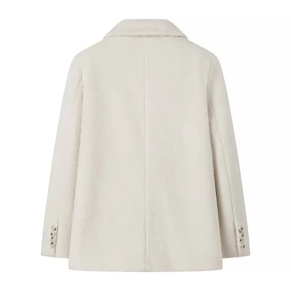 2026 Women Winter Blazer Coat Turn Down Collar Warm Coat Turn Down Collar Fashion Design Blazer Feminino Tops Clothes