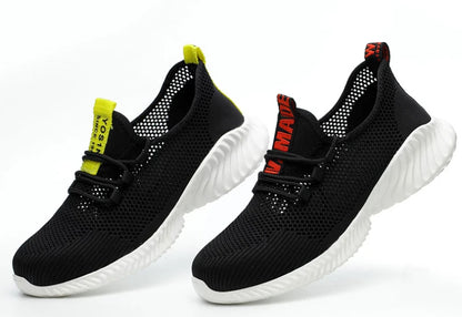 summer work shoes with protection breathable Lightweight safety shoes with iron toe anti-stab anti-slip working summer shoes